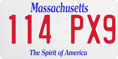MA license plate 114PX9