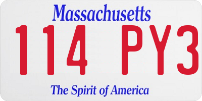 MA license plate 114PY3