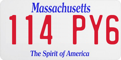 MA license plate 114PY6