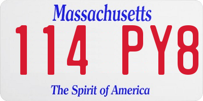 MA license plate 114PY8