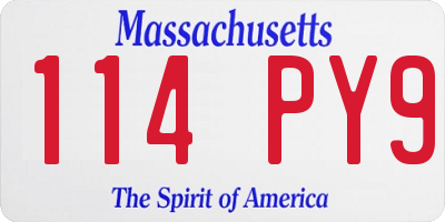 MA license plate 114PY9