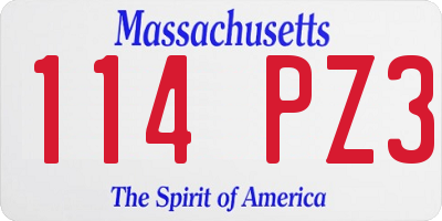 MA license plate 114PZ3