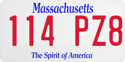 MA license plate 114PZ8