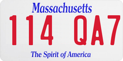 MA license plate 114QA7