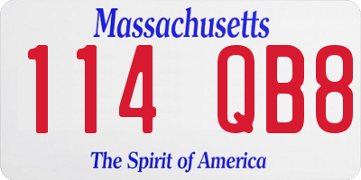MA license plate 114QB8