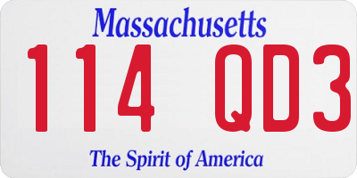 MA license plate 114QD3