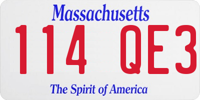MA license plate 114QE3