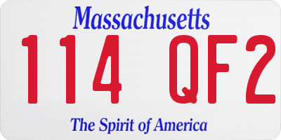 MA license plate 114QF2