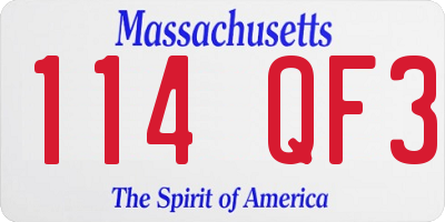 MA license plate 114QF3