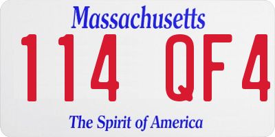 MA license plate 114QF4