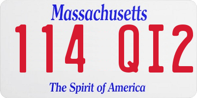 MA license plate 114QI2