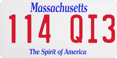 MA license plate 114QI3