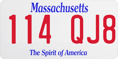 MA license plate 114QJ8