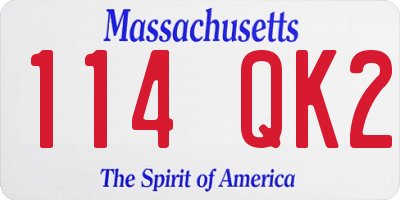 MA license plate 114QK2