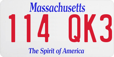 MA license plate 114QK3