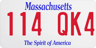 MA license plate 114QK4