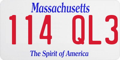 MA license plate 114QL3