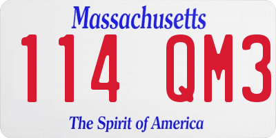 MA license plate 114QM3