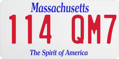 MA license plate 114QM7