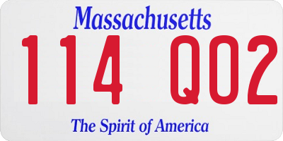 MA license plate 114QO2