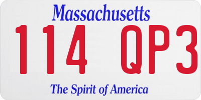 MA license plate 114QP3