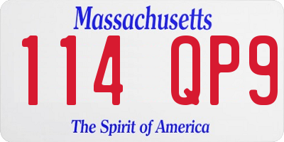 MA license plate 114QP9