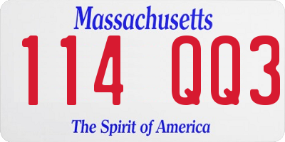 MA license plate 114QQ3