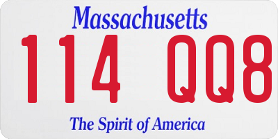 MA license plate 114QQ8
