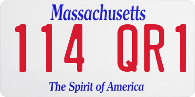 MA license plate 114QR1