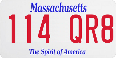 MA license plate 114QR8