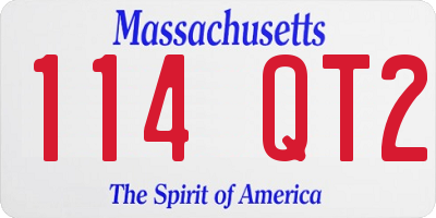 MA license plate 114QT2