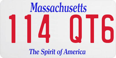 MA license plate 114QT6