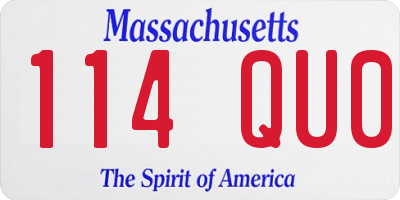 MA license plate 114QU0