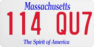 MA license plate 114QU7