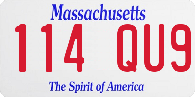 MA license plate 114QU9