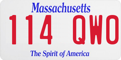 MA license plate 114QW0