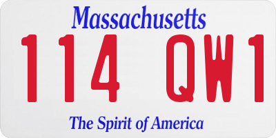 MA license plate 114QW1