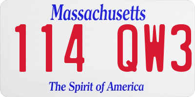 MA license plate 114QW3