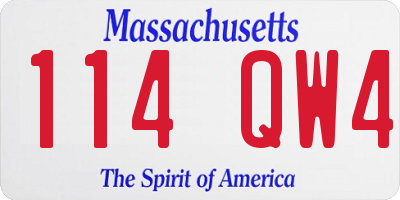 MA license plate 114QW4