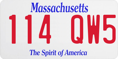 MA license plate 114QW5