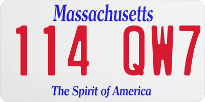 MA license plate 114QW7