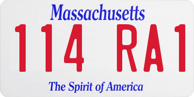MA license plate 114RA1