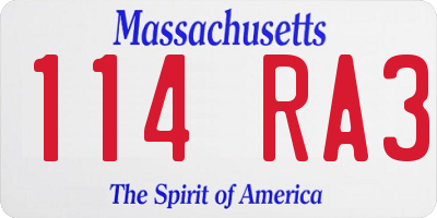 MA license plate 114RA3