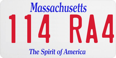 MA license plate 114RA4