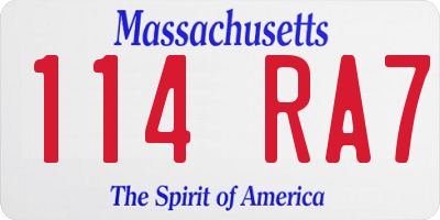 MA license plate 114RA7