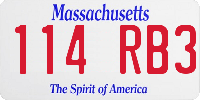 MA license plate 114RB3
