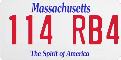 MA license plate 114RB4