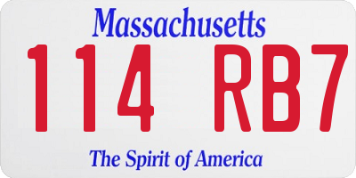 MA license plate 114RB7