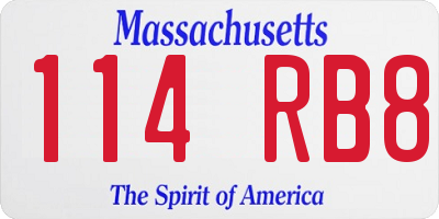 MA license plate 114RB8