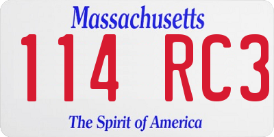 MA license plate 114RC3